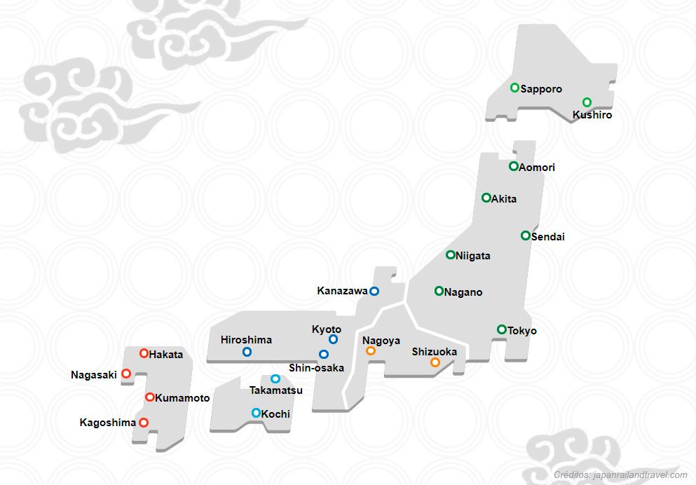 Mapa Japan Rail Pass